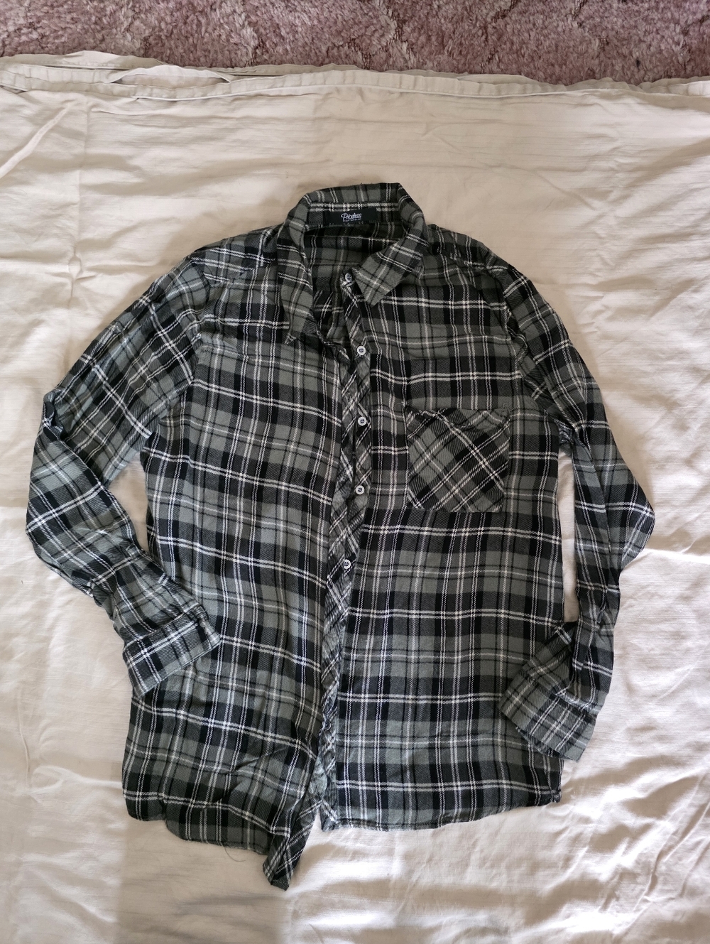 Black & Olive Plaid Button-Up Shirt